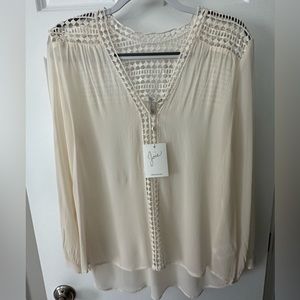 NWT Joie cream later cut long sleeve blouse size L